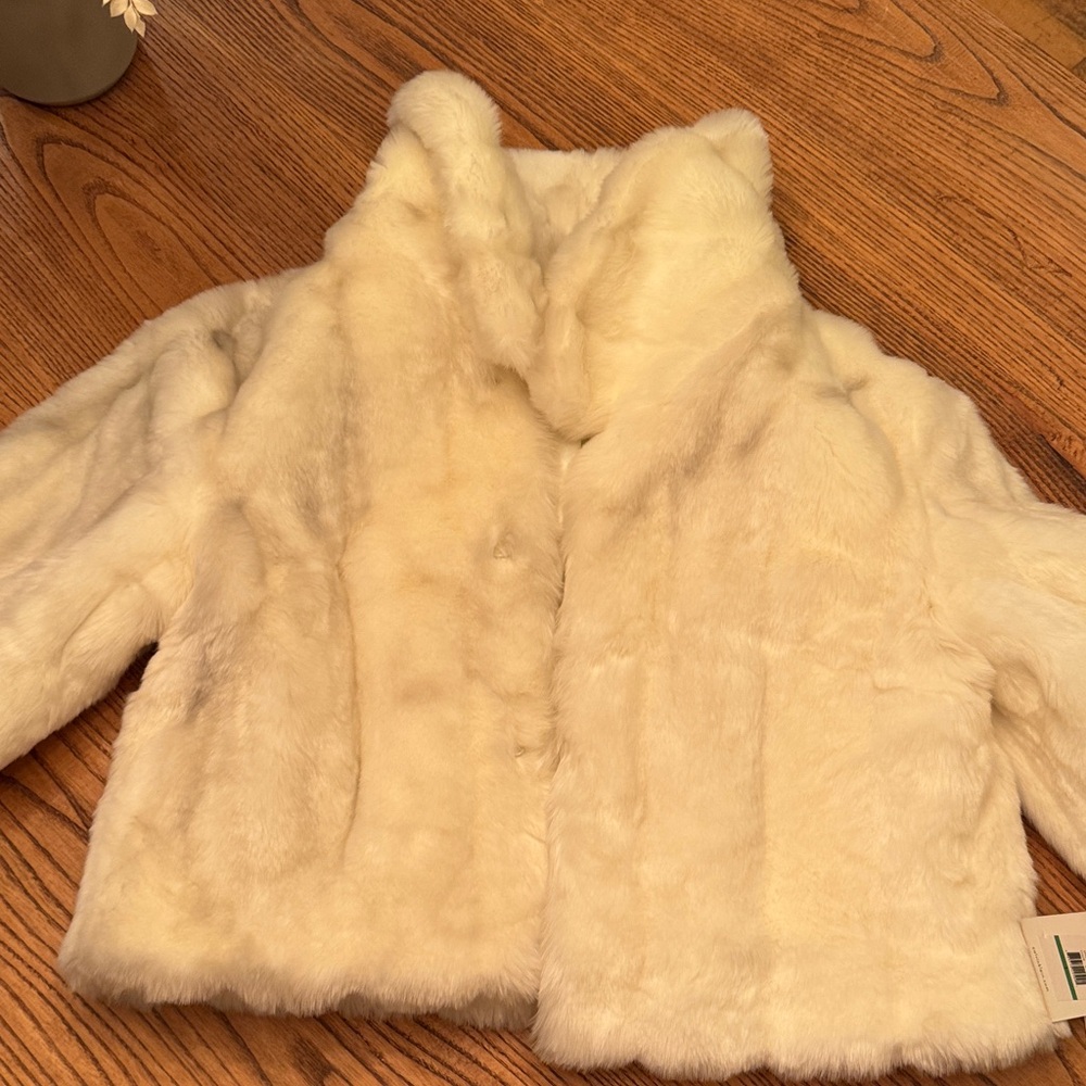 Calvin Klein Women's Cream Faux Fur Jacket